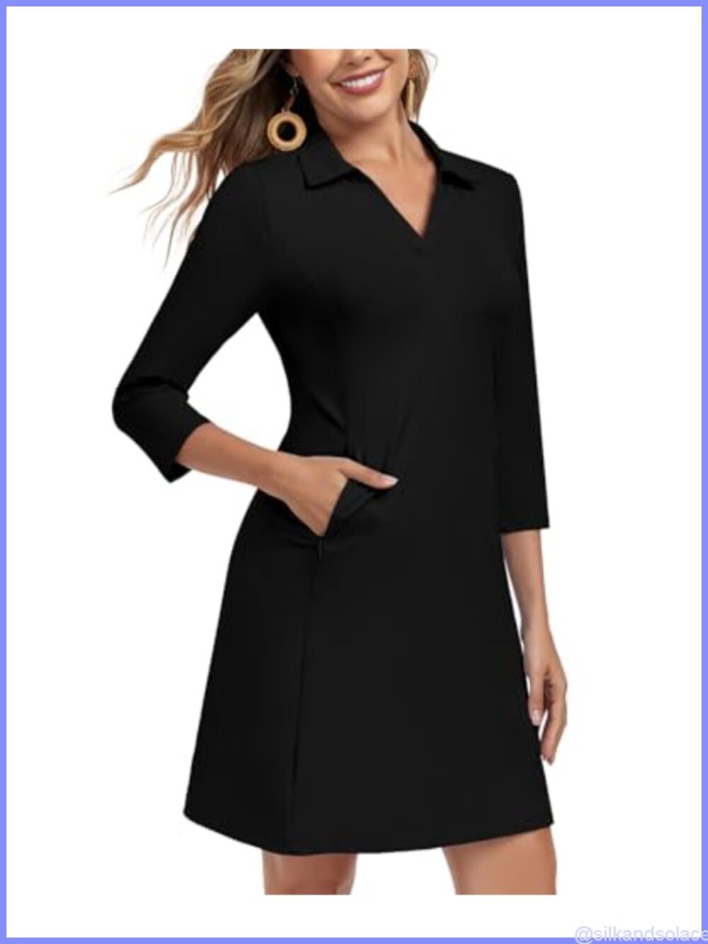 3/4 Sleeve Sun Dress with Zip Pockets UPF 50+ Quick Dry Beach Cover Up